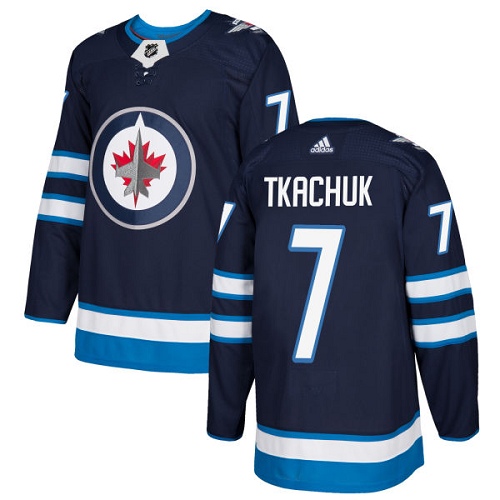 Adidas Men Winnipeg  Jets #7 Keith Tkachuk Navy Blue Home Authentic Stitched NHL Jersey